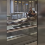 Wyoming man driving golf cart in airport terminal